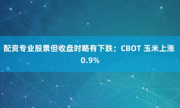 配资专业股票但收盘时略有下跌；CBOT 玉米上涨 0.9%